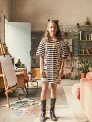 Striped dress in recycled cotton_Istanbul_front